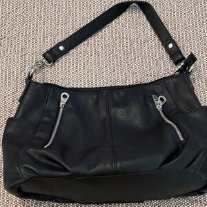 K Carroll Black Leather Shoulder Bag